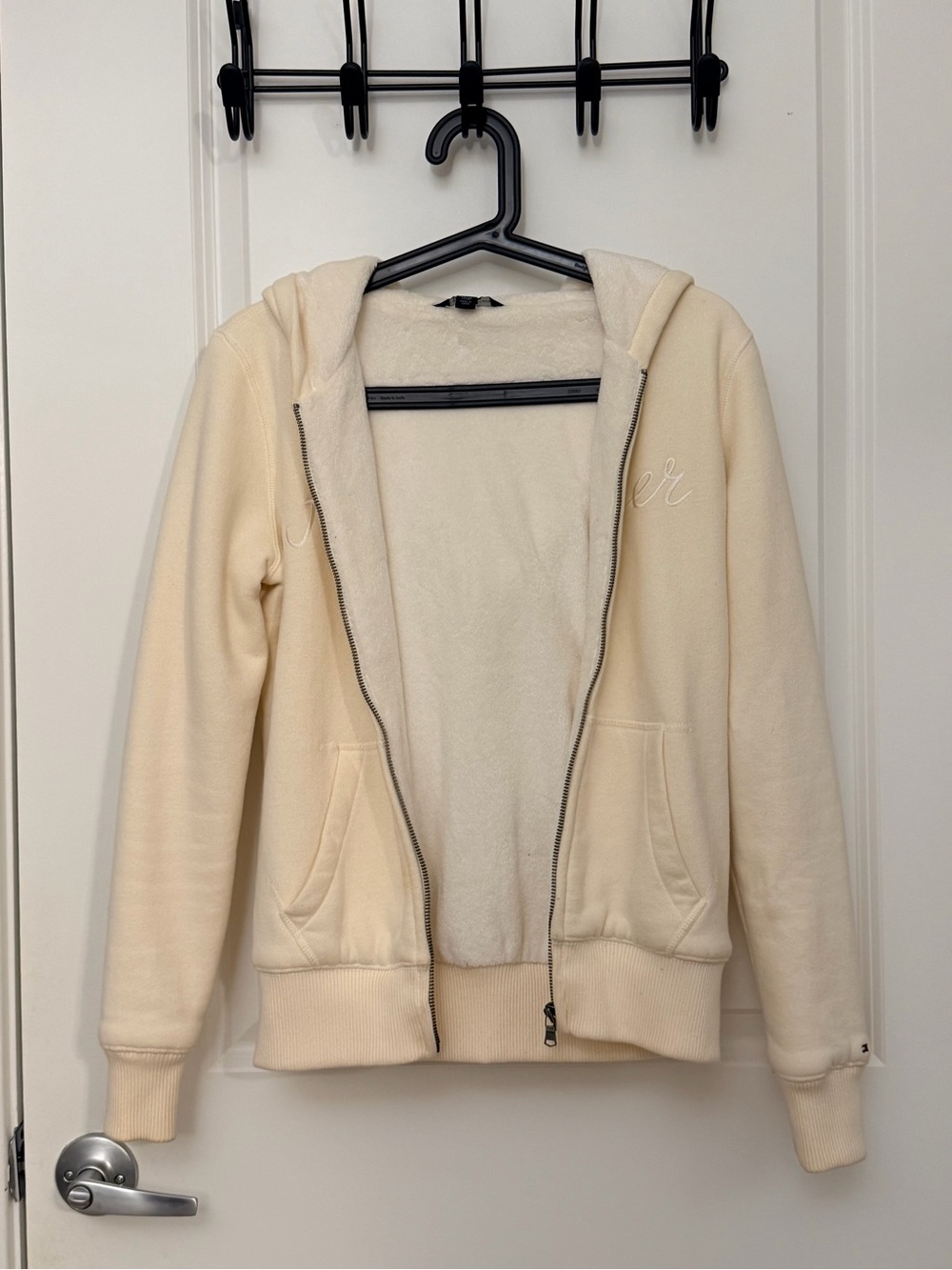 Tommy Hilfiger Petite XS Extra Fleece Lined Zip-Up Hoodie Cream